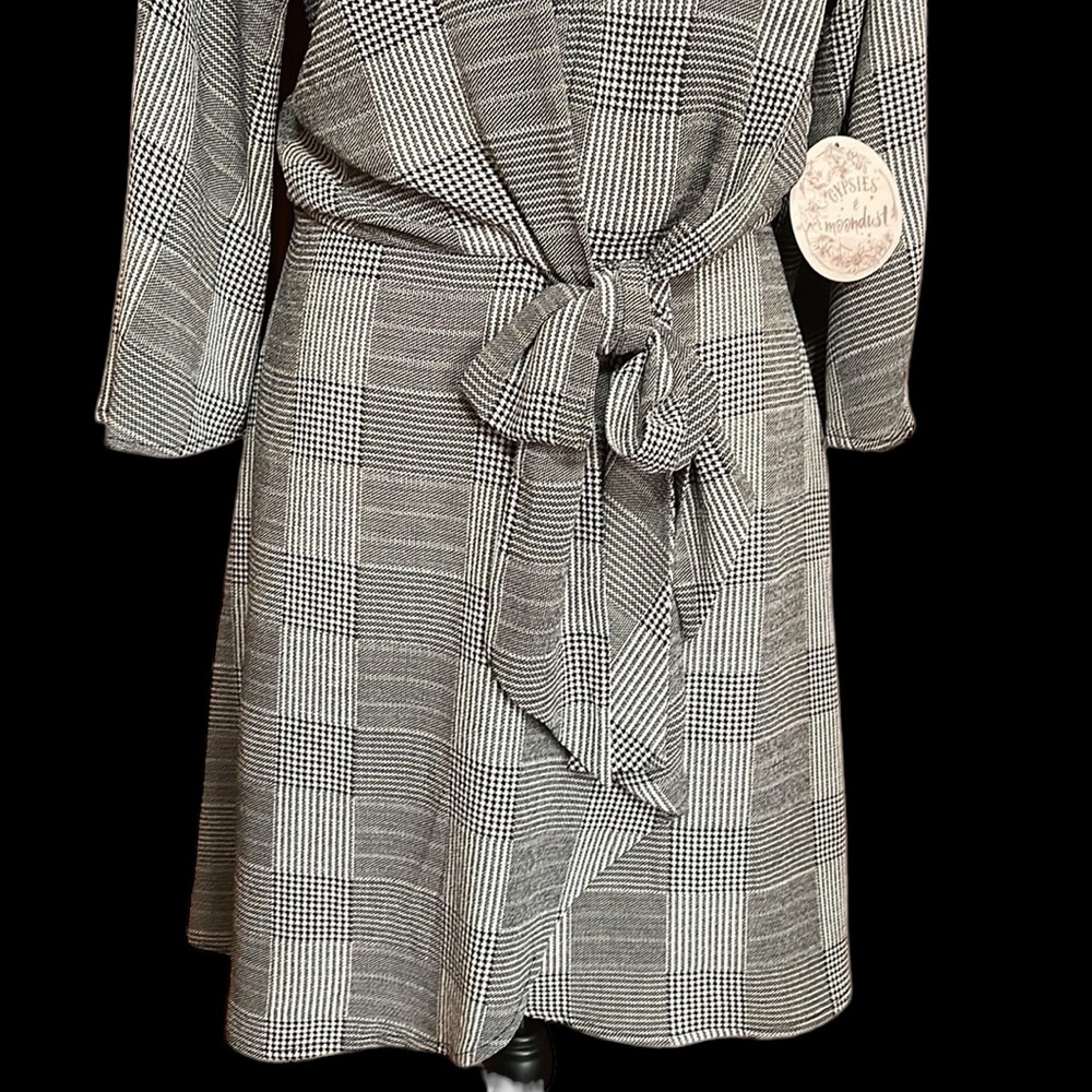 NWT Gypsies & Moondust Houndstooth Attached Wrap Skirt with Tie Dress Size L - Picture 6 of 16